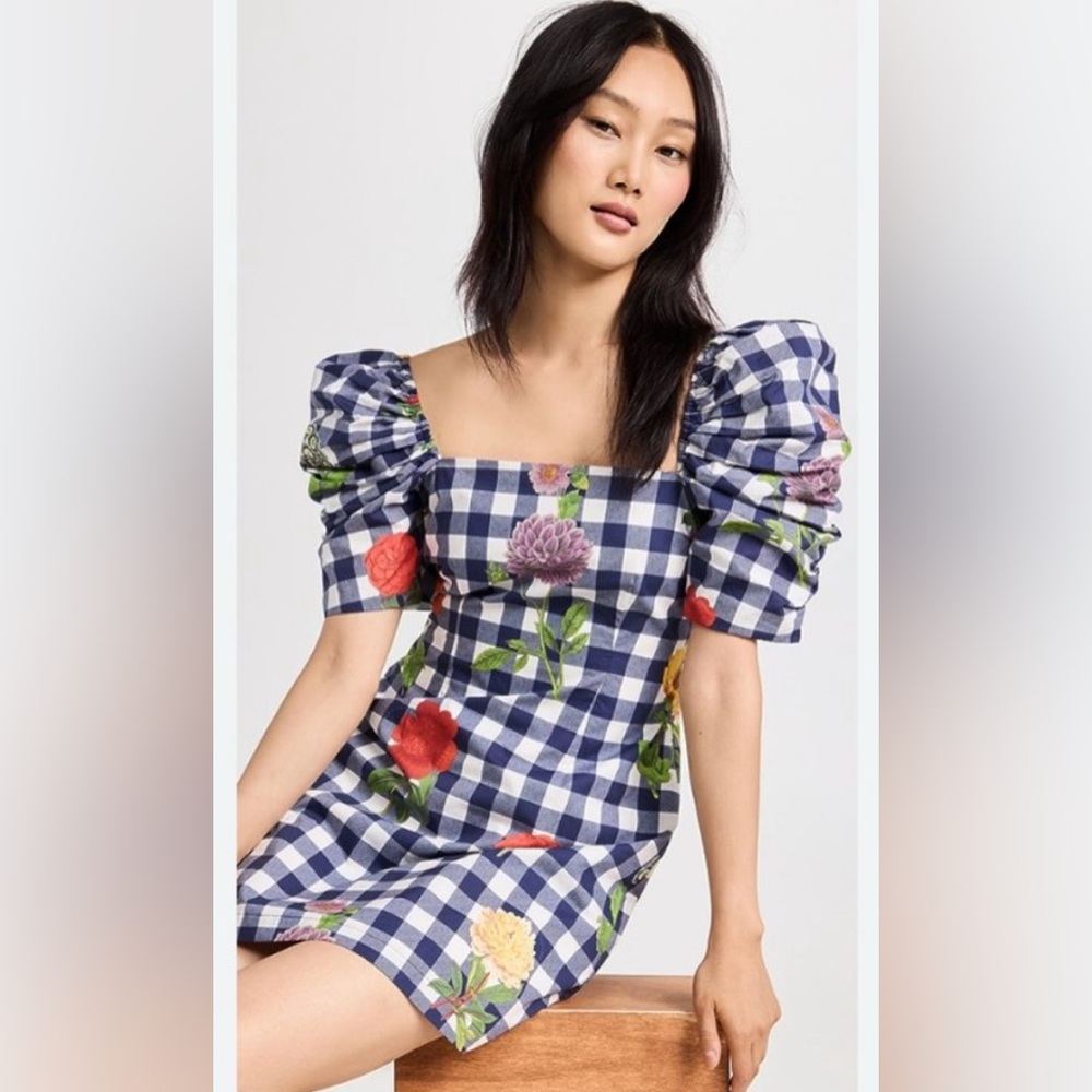 NWT Cara Cara Kelly Dress GINGHAM FLORAL NAVY